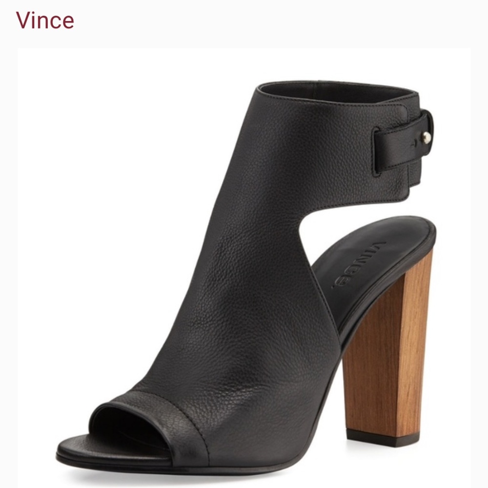 Vince Addie Open Toe Leather Bootie - size 6.5